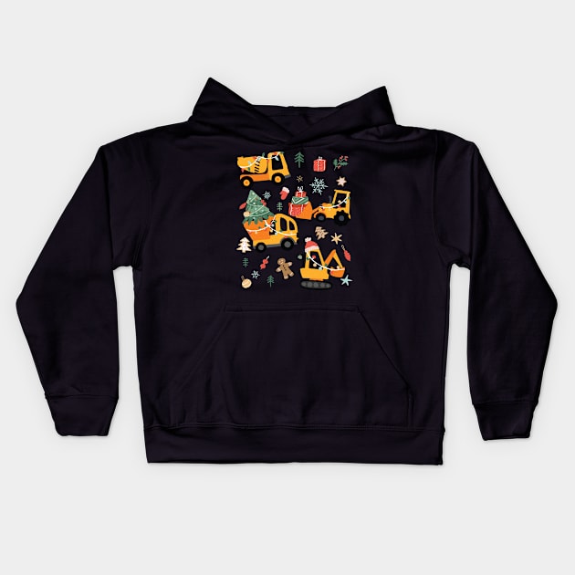 Christmas construction site kids Kids Hoodie by A-Buddies